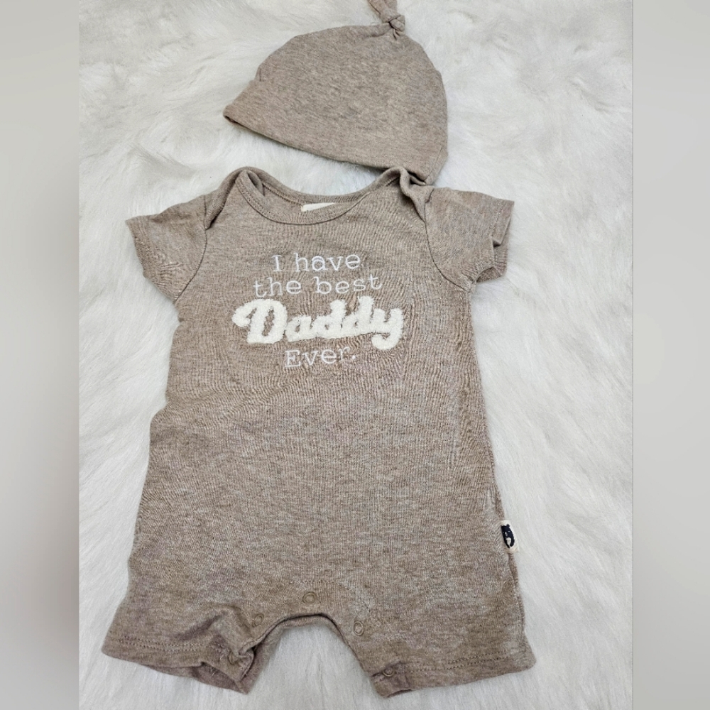 Unisex baby romper 3-6 months, brown, 2 pcs, " I have the best daddy ever"